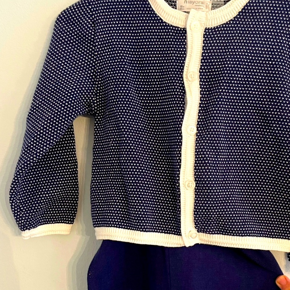 New Mayoral Baby Boy /Toddler Sweater/ Pant Set 18 month Navy Suspender NWT